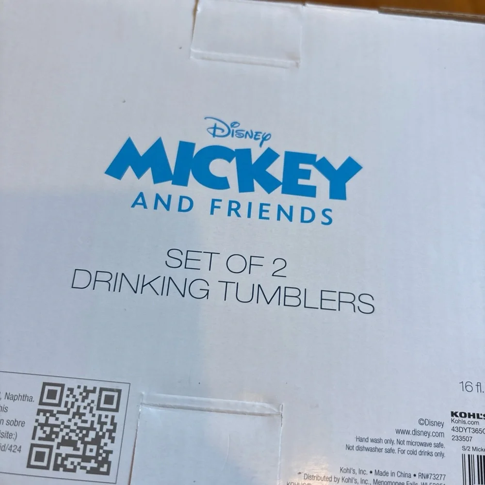 Disney Drinking Tumblers‎ Unisex OS Amber NEW Mickey Minnie Mouse Set of 2 16oz